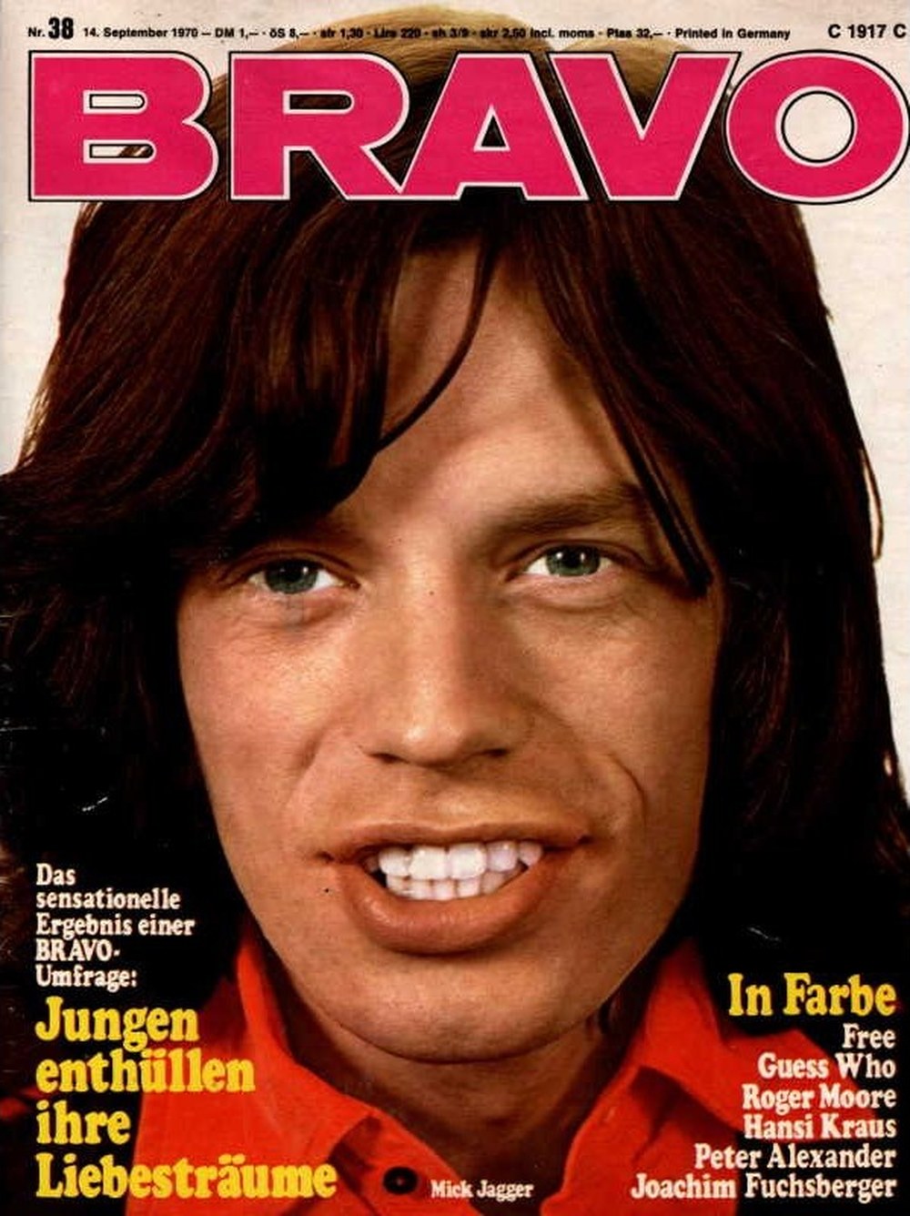 Bravo Magazin Deutschland 1970-38 Mick Jagger Roger Moore Hansi Kraus Peter Alexander Joachim Fuchsberger