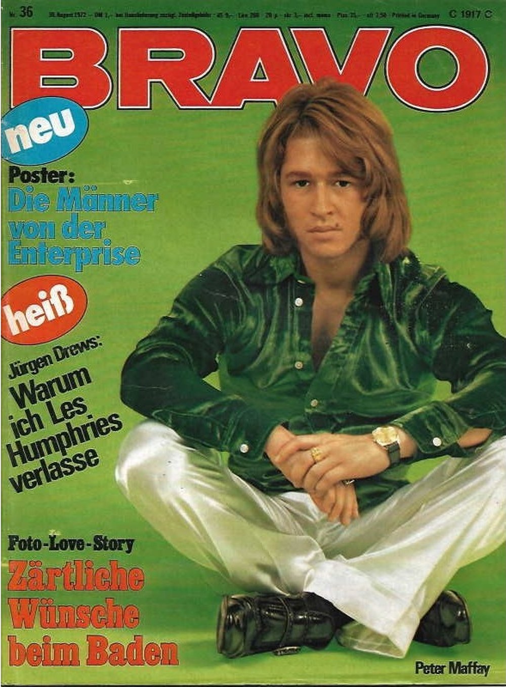 Bravo Magazin Deutschland 1972-36 Peter Maffay Jürgen Drews Les Humphries Singers
