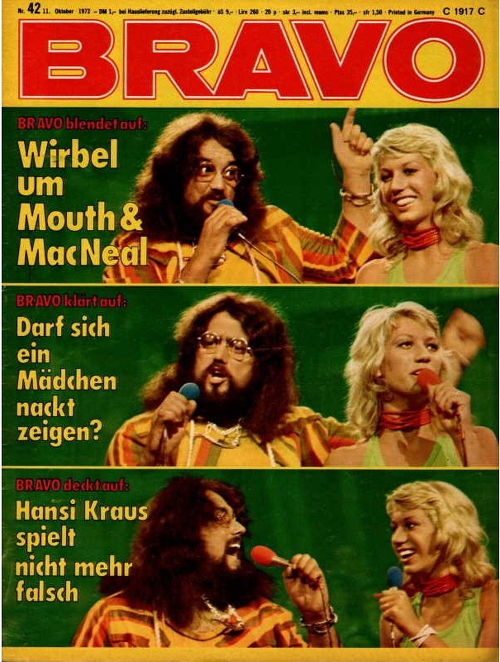Bravo Magazin Deutschland 1972-42 Mouth & MacNeal Hansi Kraus