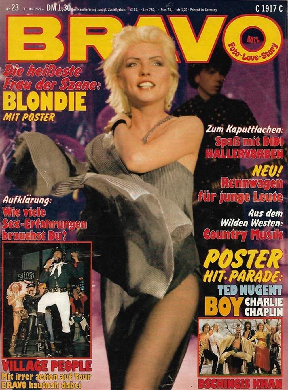 Bravo Magazin Deutschland 1979-23 Debbie Harry Village People Ted Nugent Charlie Chaplin Didi Hallervorden