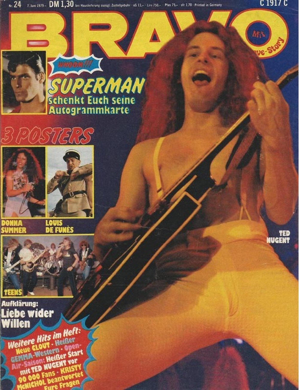 Bravo Magazin Deutschland 1979-24 Ted Nugent Donna Summer Louis De Funès Christopher Reeve Kristy McNichol