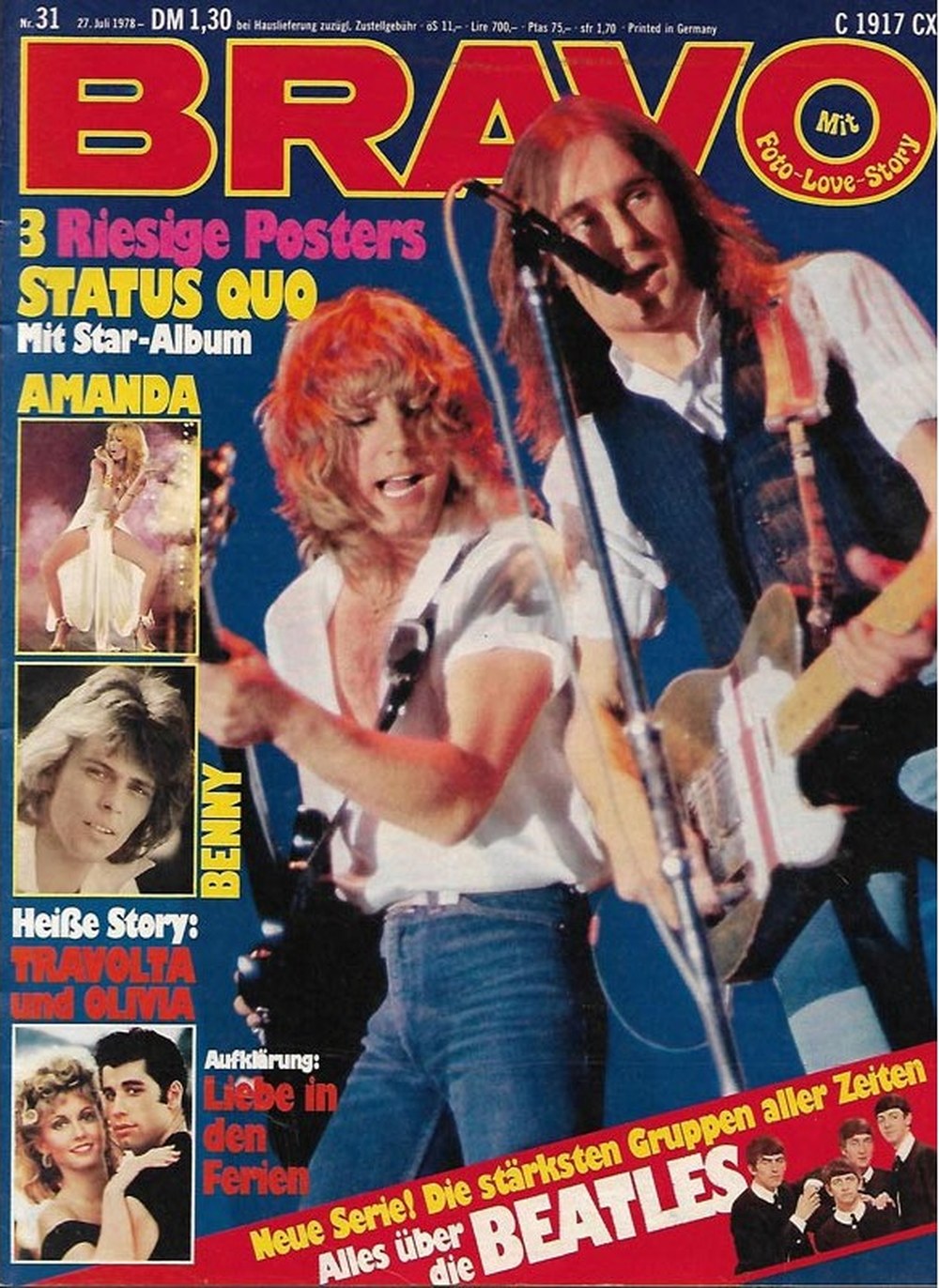 Bravo Magazin Deutschland 1978-31 Status Quo Amanda Lear Benny Andersson John Travolta Olivia Newton-John