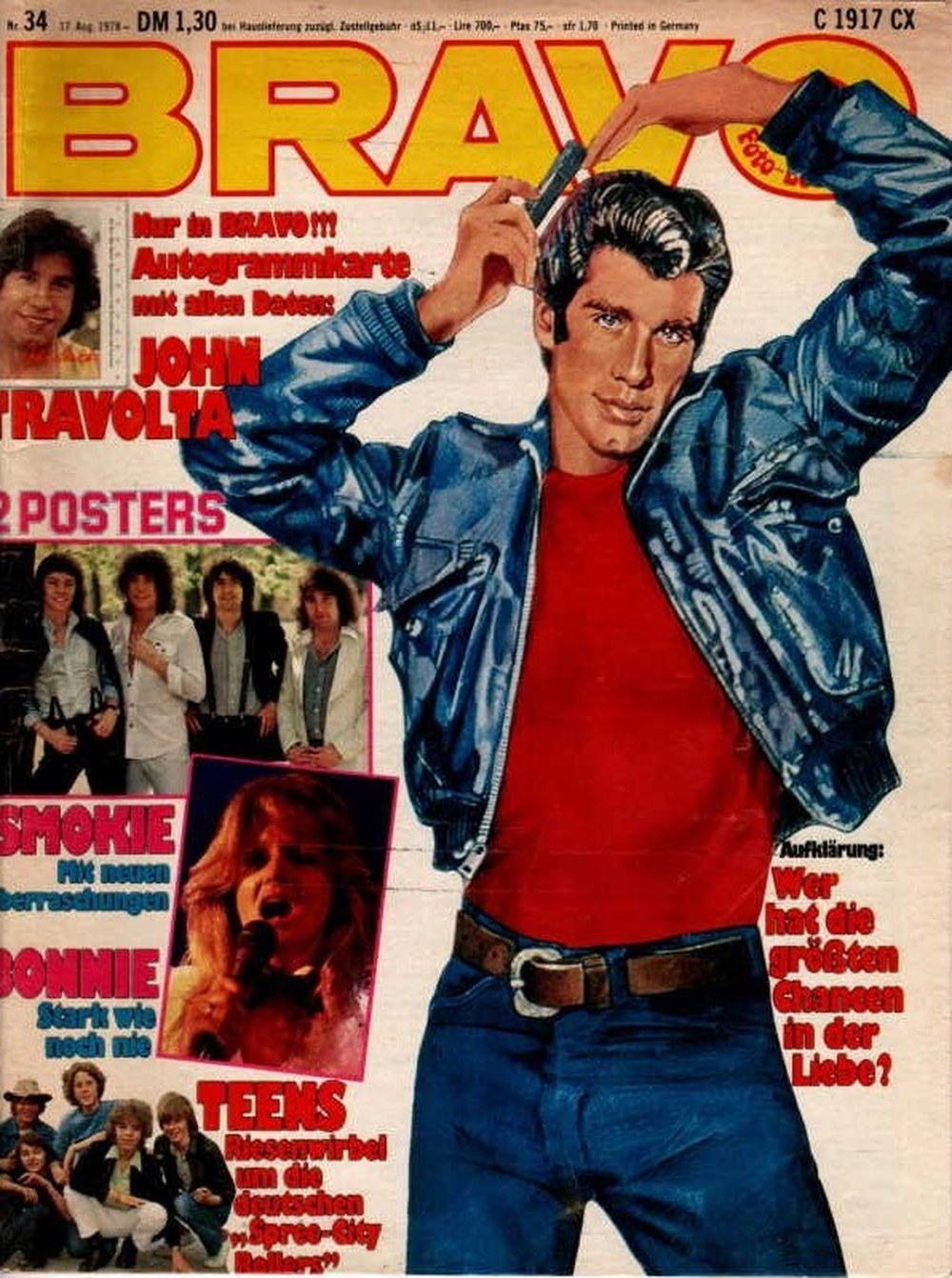Bravo Magazin Deutschland 1978-34 John Travolta Bonnie Tyler Smokie Teens
