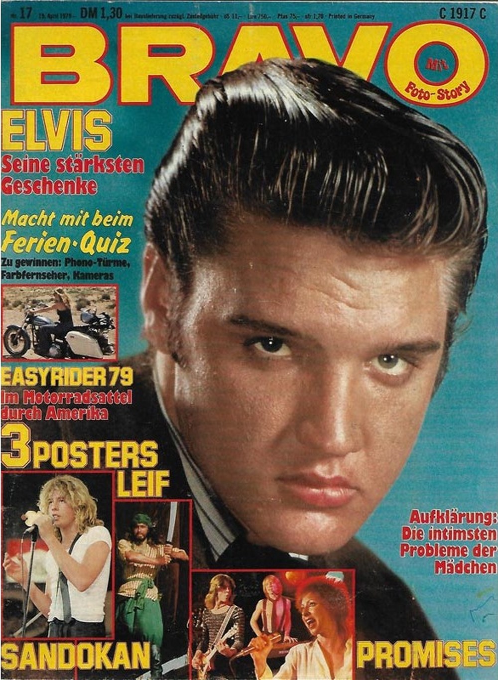 Bravo Magazin Deutschland 1979-17 Elvis Presley Leif Garrett Kabir Bedi Promises