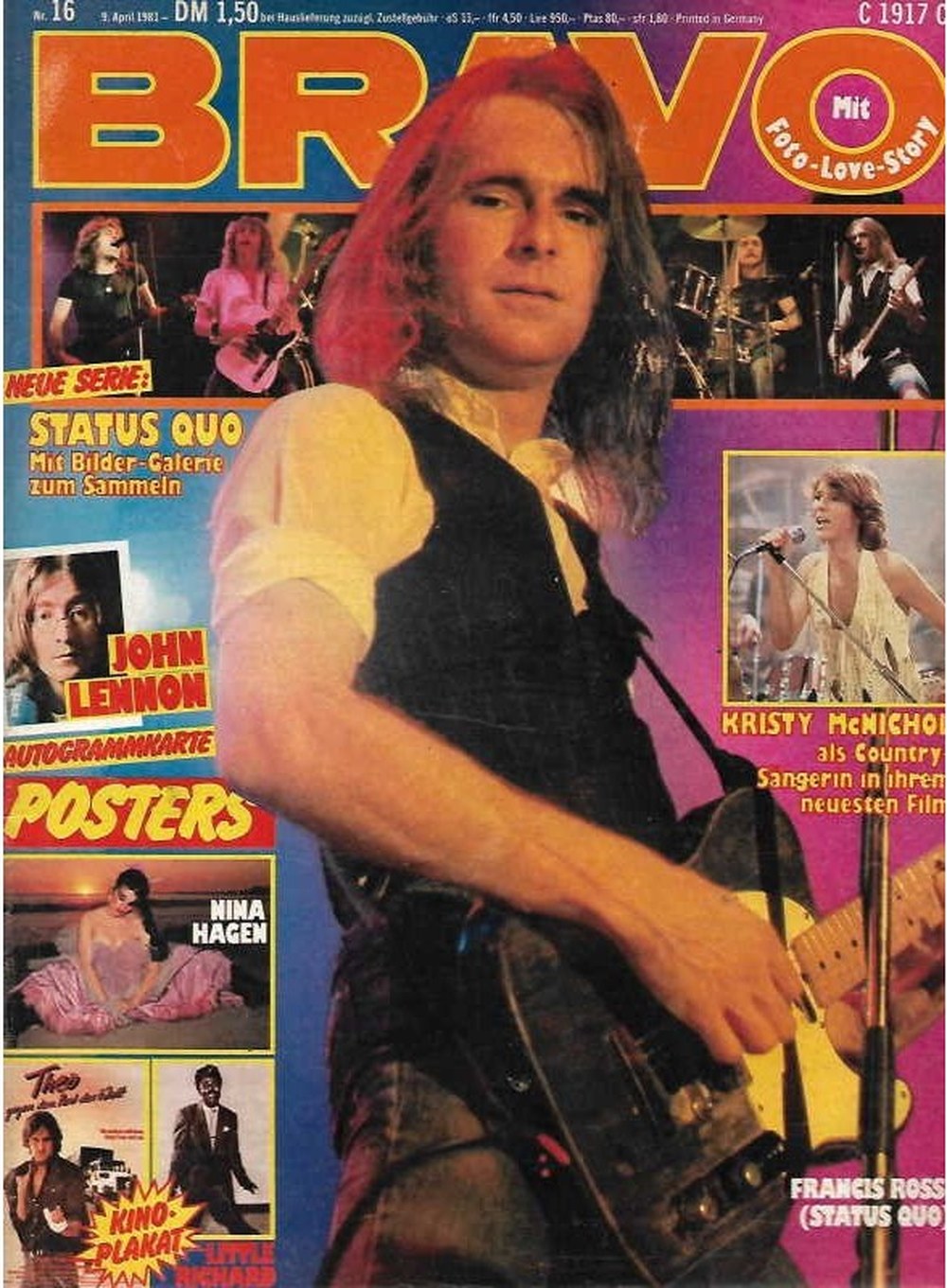 Bravo Magazin Deutschland 1981-16 Francis Rossi Kristy McNichol John Lennon Nina Hagen Little Richard
