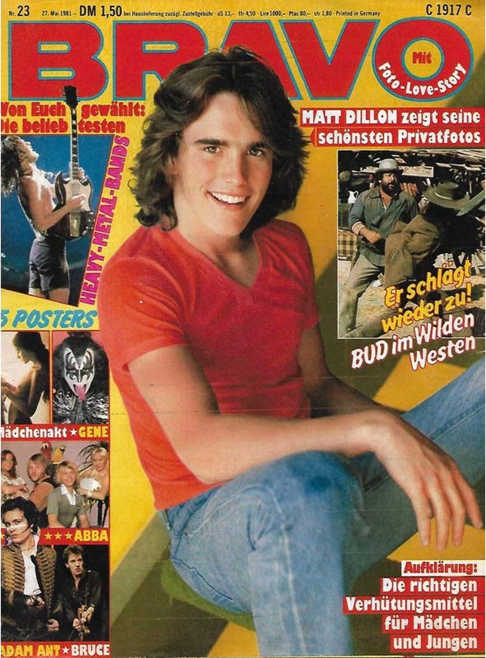 Bravo Magazin Deutschland 1981-23 Matt Dillon Bud Spencer Gene Simmons Adam Ant ABBA
