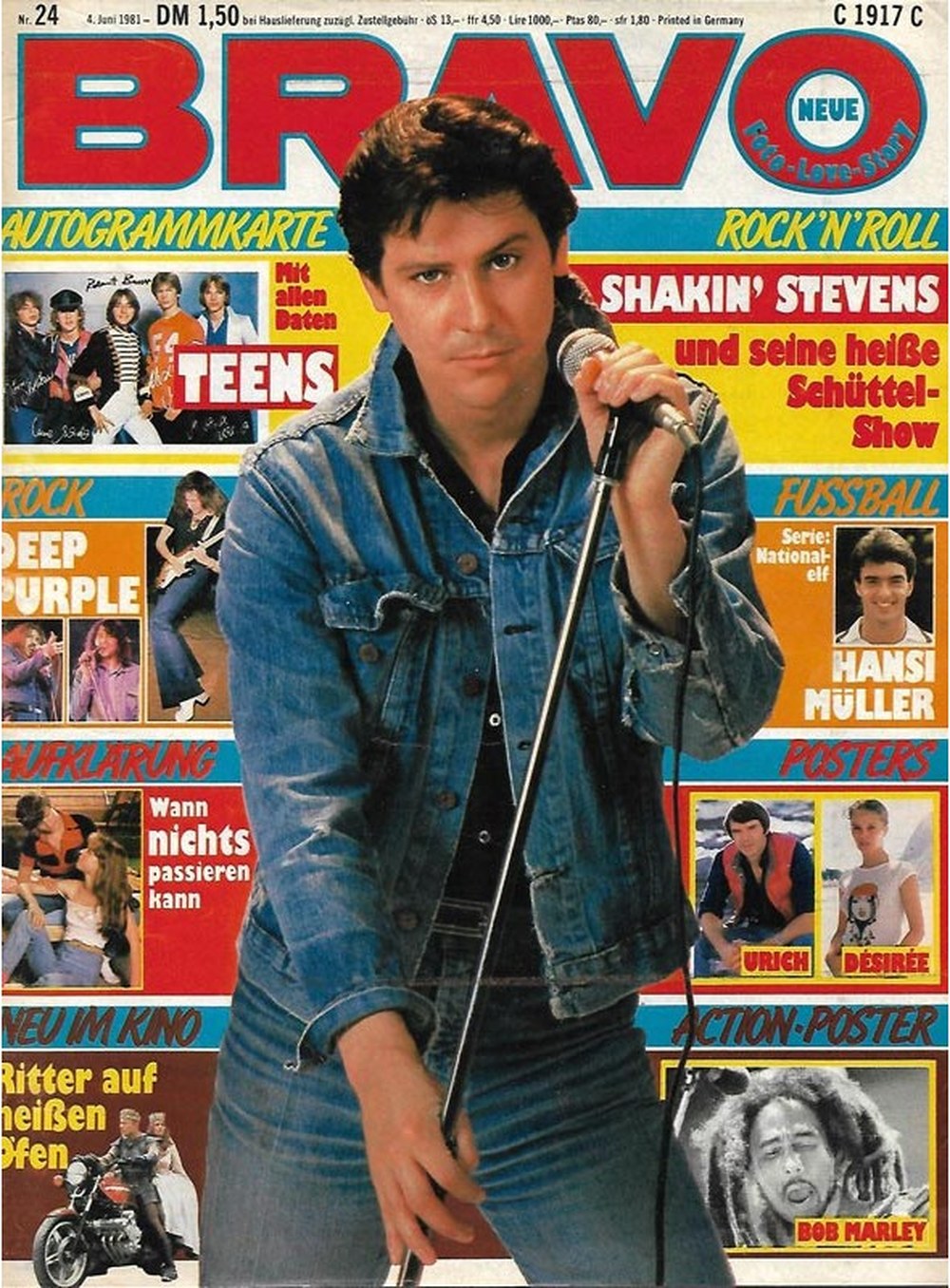 Bravo Magazin Deutschland 1981-24 Shakin' Stevens Bob Marley Hansi Müller Deep Purple Teens
