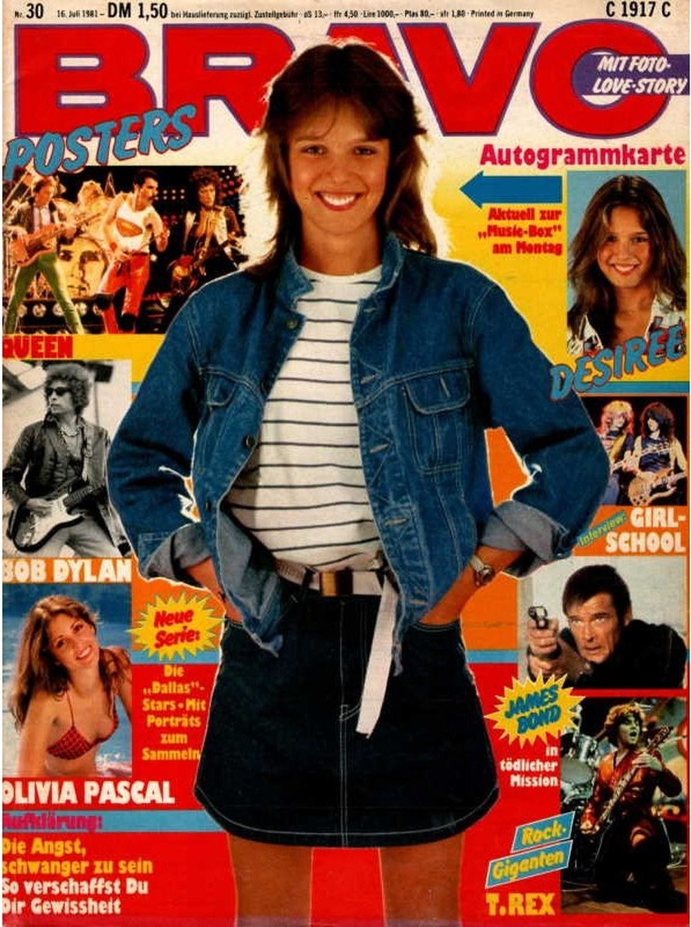 Bravo Magazin Deutschland 1981-30 Désirée Nosbusch James Bond Bob Dylan Olivia Pascal Queen