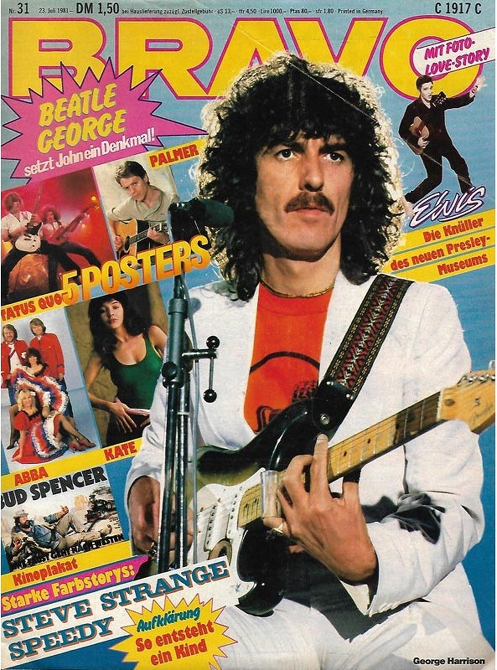 Bravo Magazin Deutschland 1981-31 George Harrison Elvis Presley Steve Strange Bud Spencer Kate Bush