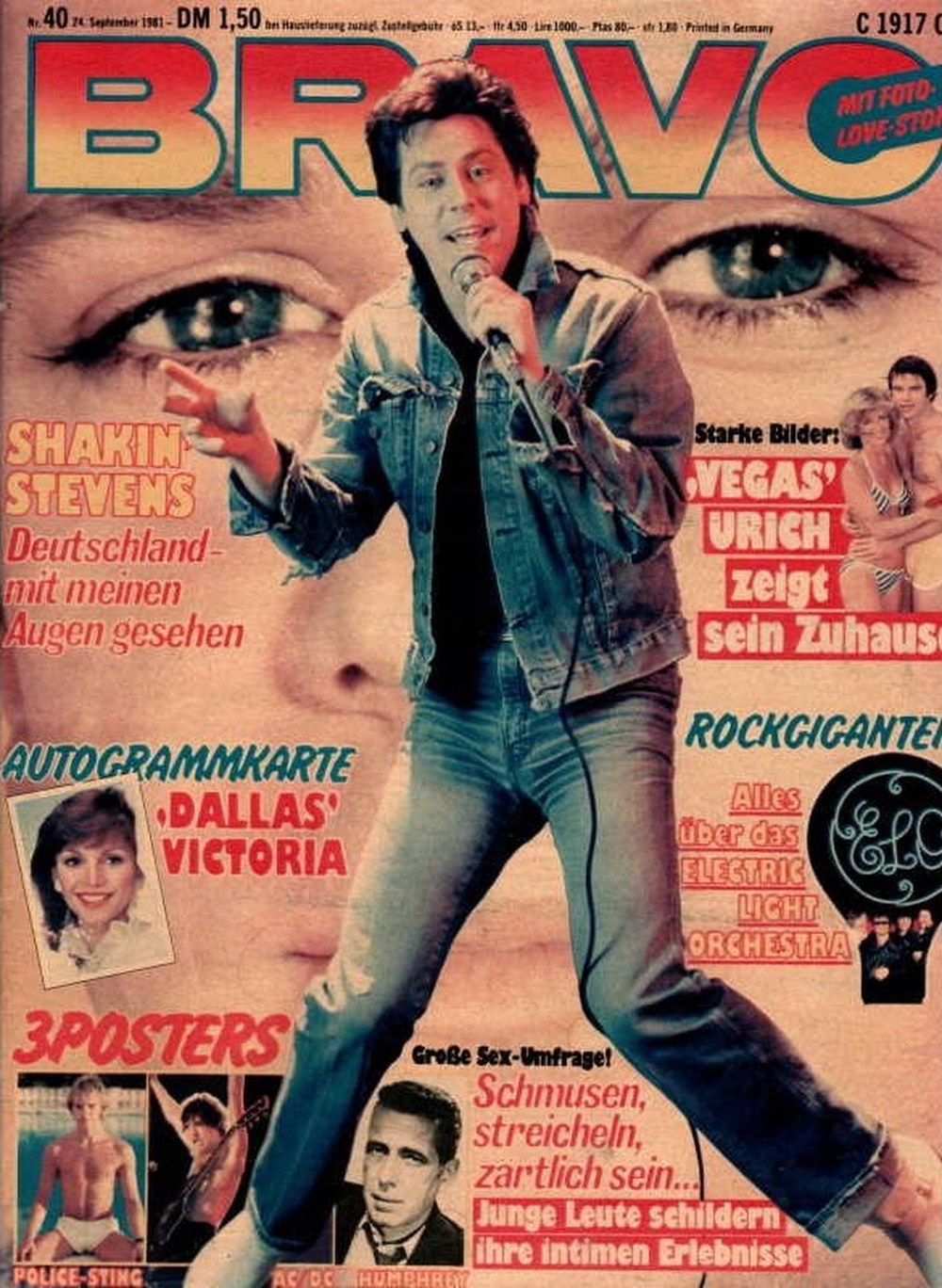 Bravo Magazin Deutschland 1981-40 Shakin' Stevens Robert Urich Victoria Principal Sting Electric Light Orchestra