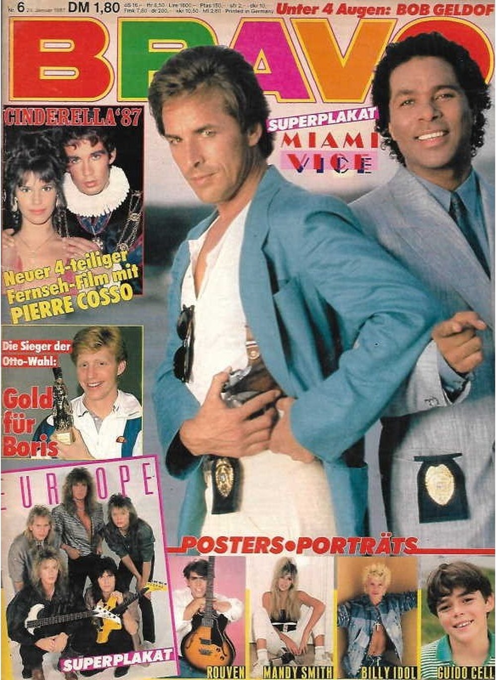 Bravo Magazin Deutschland 1987-06 Don Johnson Philip Michael Thomas Pierre Cosso Boris Becker Bob Geldof