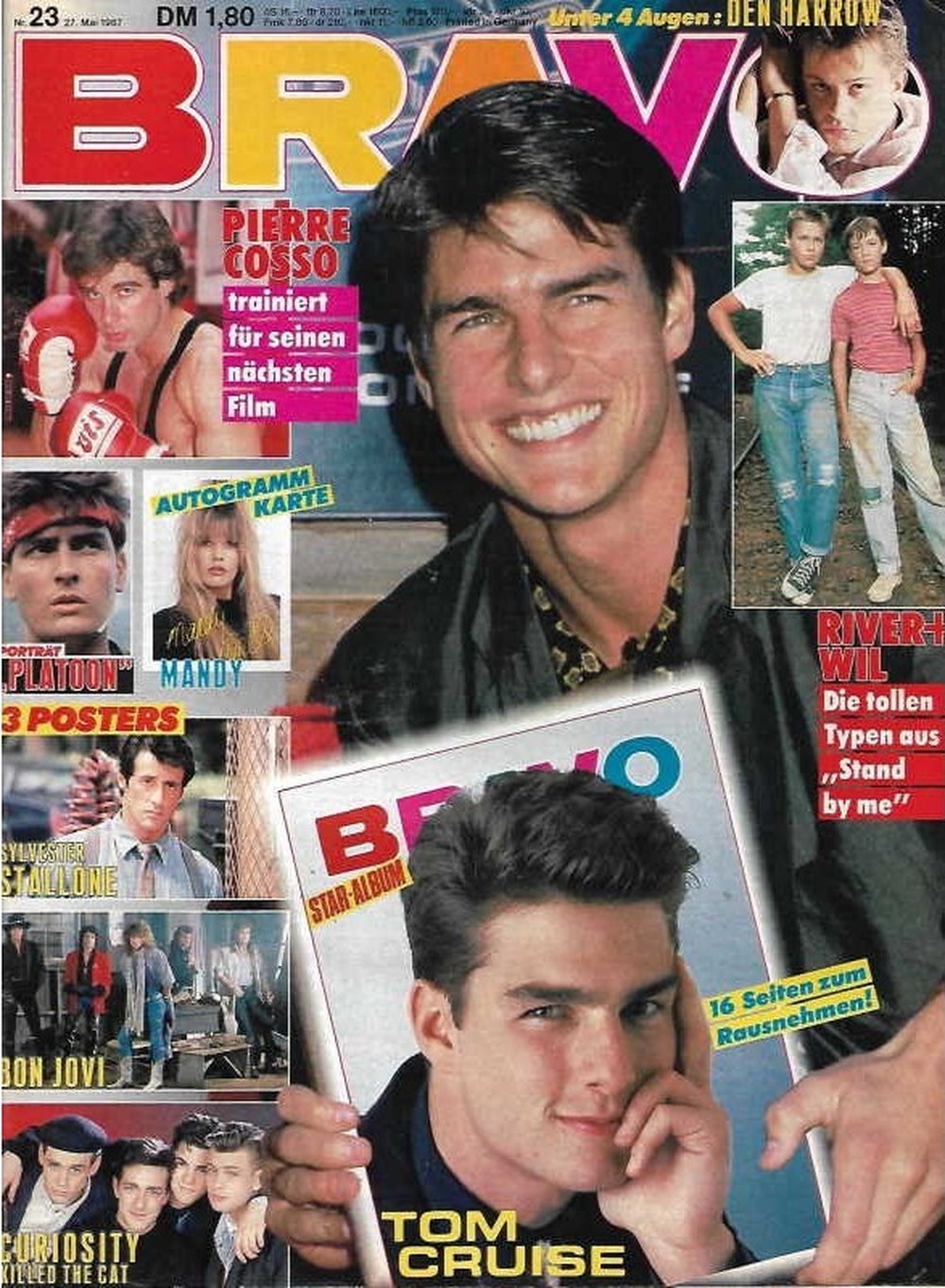 Bravo Magazin Deutschland 1987-23 Tom Cruise Pierre Cosso Sylvester Stallone Den Harrow Mandy Smith
