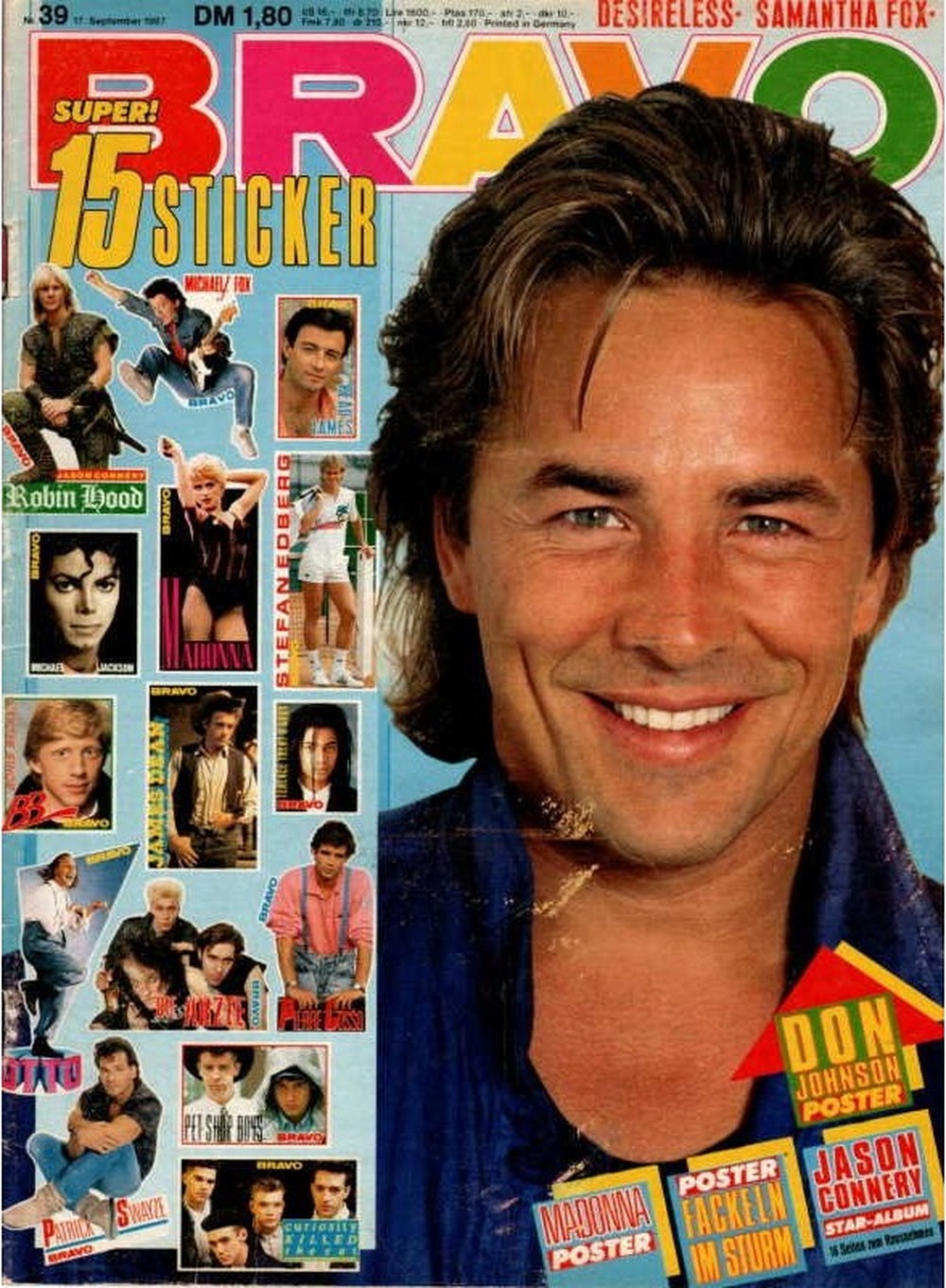 Bravo Magazin Deutschland 1987-39 Don Johnson Jason Connery Madonna Michael J. Fox Michael Jackson