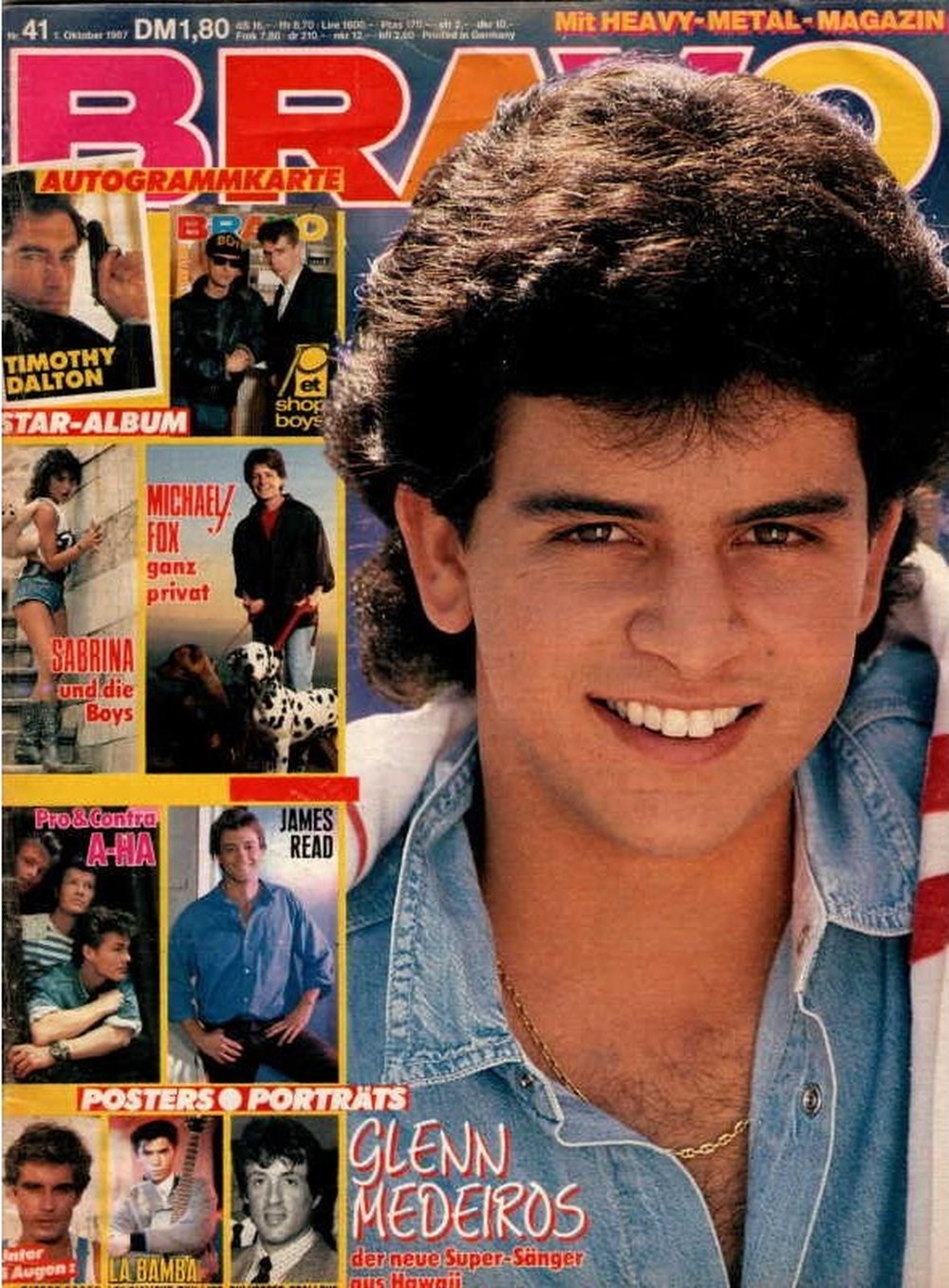 Bravo Magazin Deutschland 1987-41 Glenn Medeiros Timothy Dalton Michael J. Fox Sabrina Salerno James Read