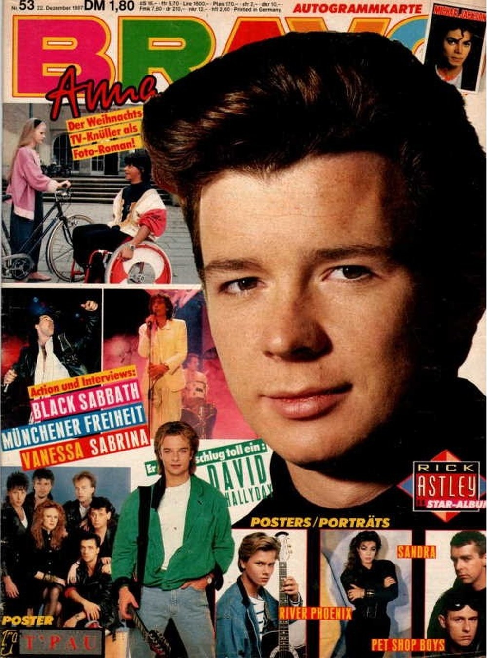 Bravo Magazin Deutschland 1987-53 Rick Astley David Hallyday River Phoenix Sandra Vanessa Paradis