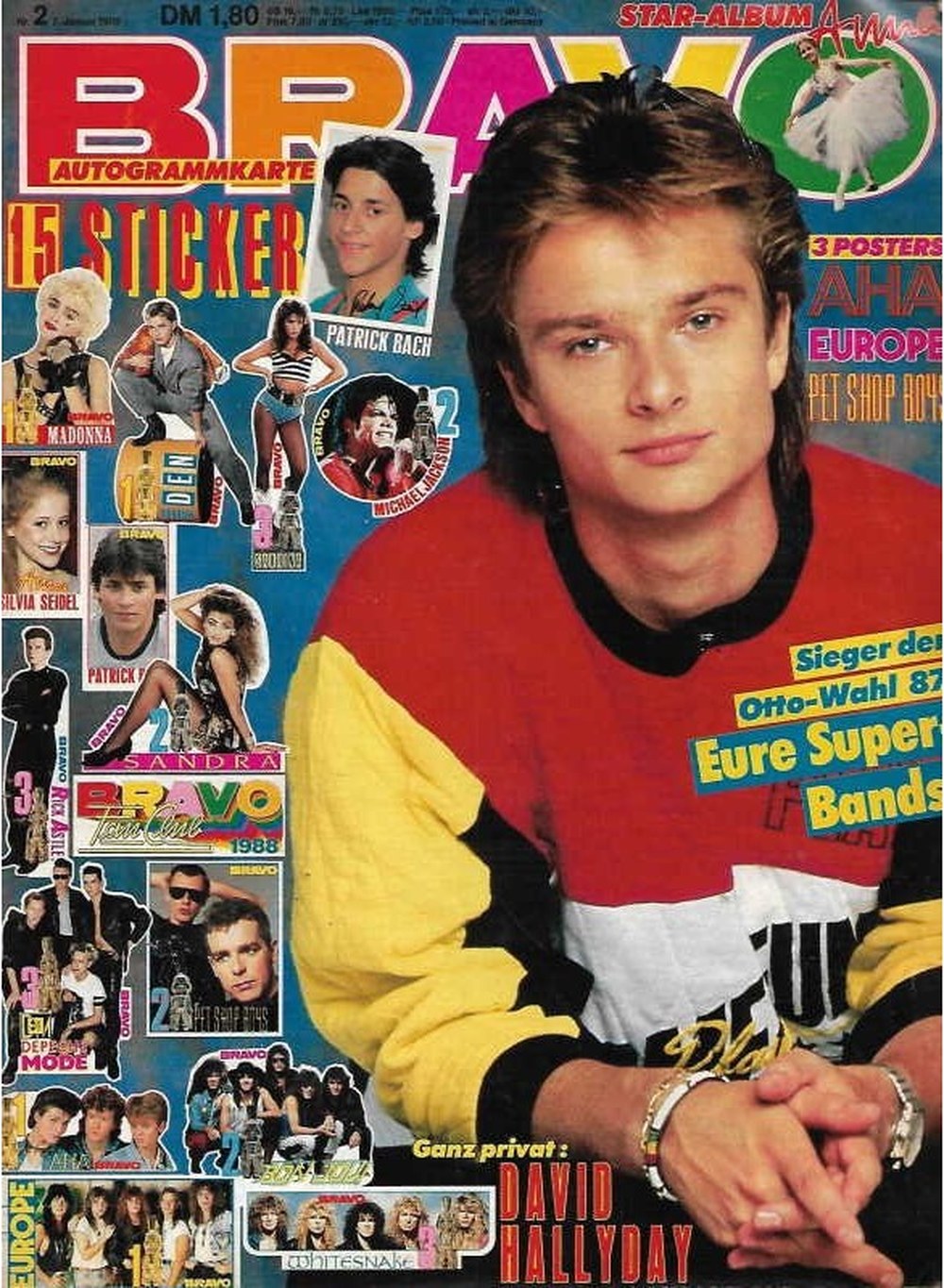 Bravo Magazin Deutschland 1988-02 David Hallyday Patrick Bach Madonna Michael Jackson Silvia Seidel
