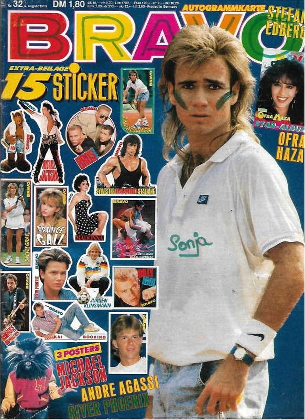 Bravo Magazin Deutschland 1988-32 Pat Sharp Michael Jackson Andre Agassi River Phoenix Stefan Edberg