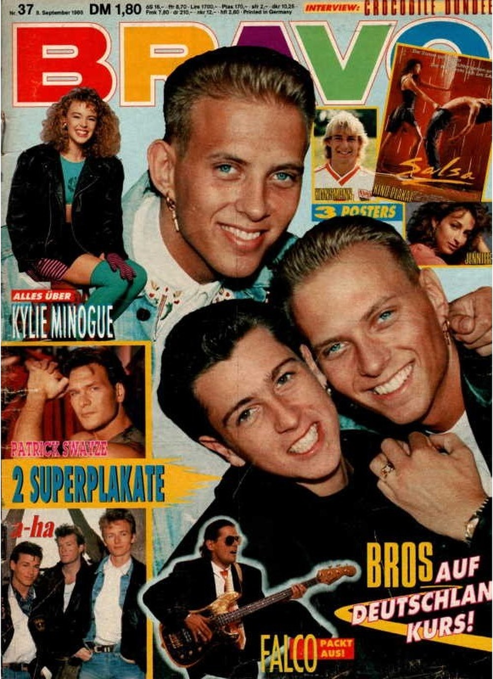 Bravo Magazin Deutschland 1988-37 Bros Kylie Minogue Patrick Swayze Falco A-ha