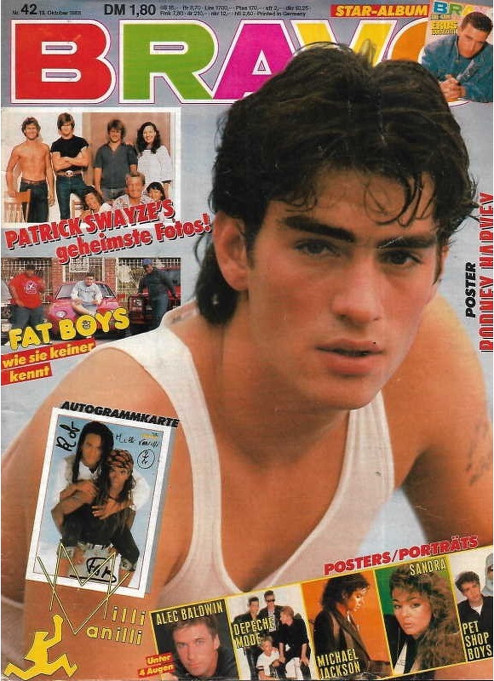 Bravo Magazin Deutschland 1988-42 Rodney Harvey Patrick Swayze Alec Baldwin Michael Jackson Sandra