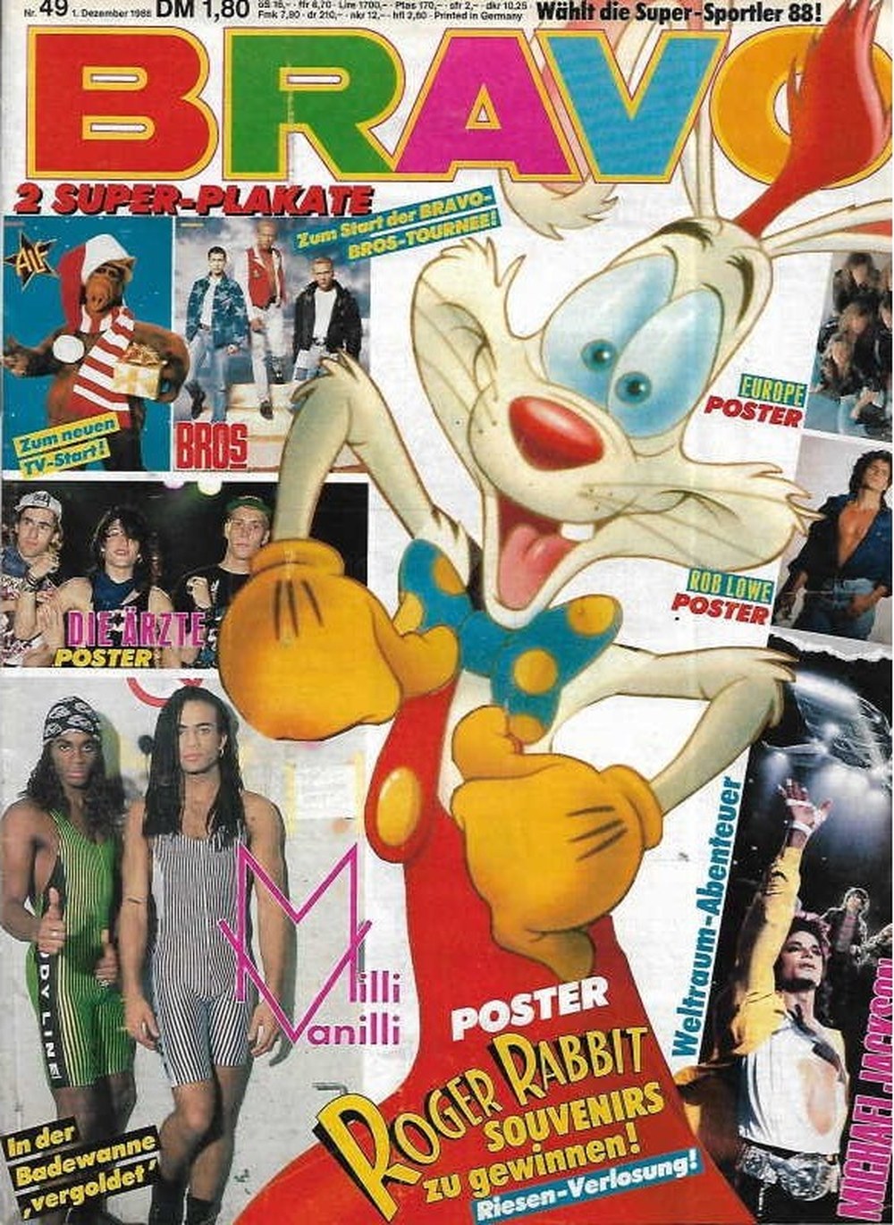 Bravo Magazin Deutschland 1988-49 Roger Rabbit Milli Vanilli ALF Bros Rob Lowe
