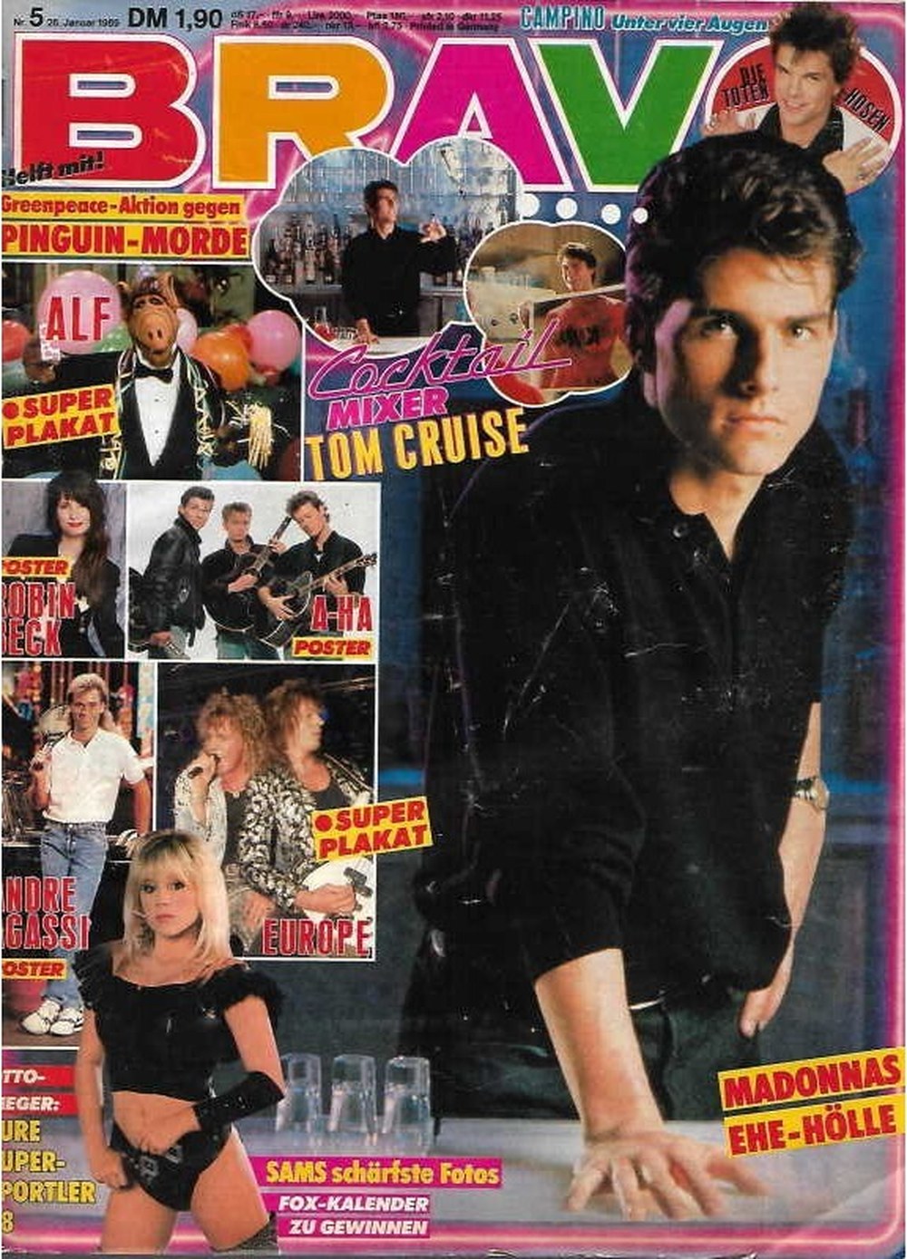 Bravo Magazin Deutschland 1989-05 Tom Cruise ALF Robin Beck Andre Agassi Samantha Fox