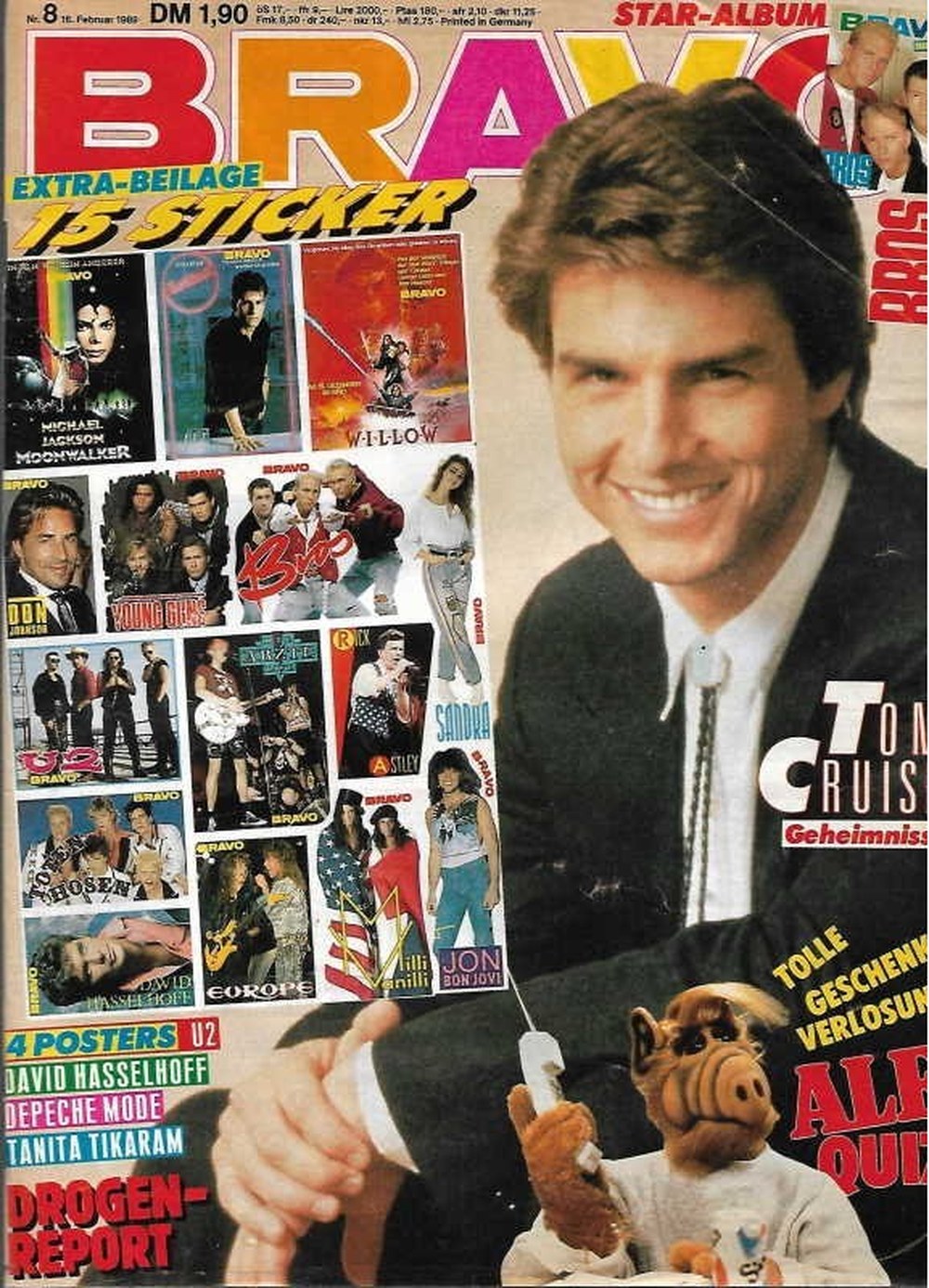 Bravo Magazin Deutschland 1989-08 Tom Cruise ALF Jon Bon Jovi Michael Jackson David Hasselhoff