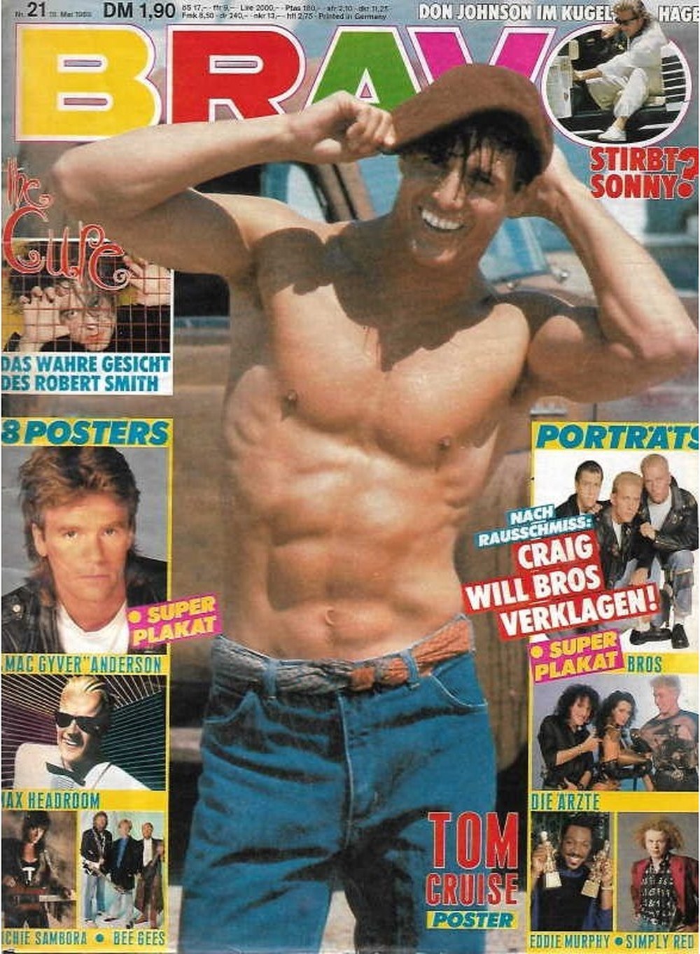 Bravo Magazin Deutschland 1989-21 Tom Cruise Richard Dean Anderson Robert Smith Don Johnson Craig Logan