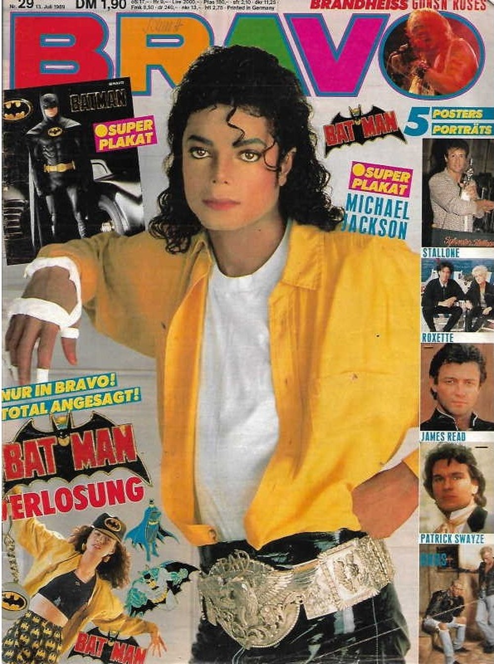 Bravo Magazin Deutschland 1989-29 Michael Jackson Patrick Swayze James Read Sylvester Stallone Guns N' Roses