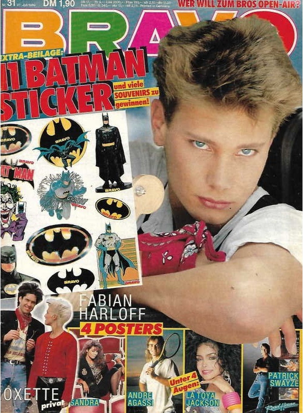 Bravo Magazin Deutschland 1989-31 Fabian Harloff Sandra Andre Agassi La Toya Jackson Patrick Swayze