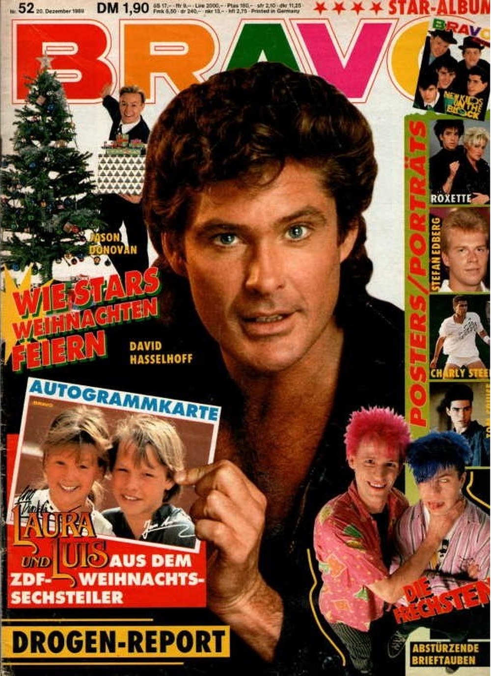 Bravo Magazin Deutschland 1989-52 David Hasselhoff Jason Donovan Stefan Edberg Charly Steeg New Kids On The Block