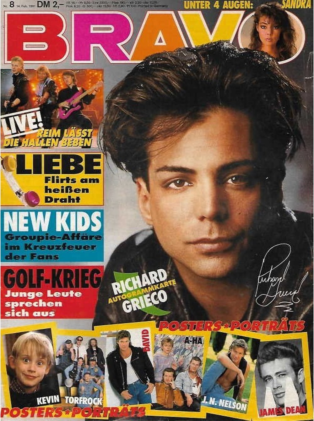 Bravo Magazin Deutschland 1991-08 Richard Grieco Sandra Kevin Torfrock J.N. Nelson James Dean
