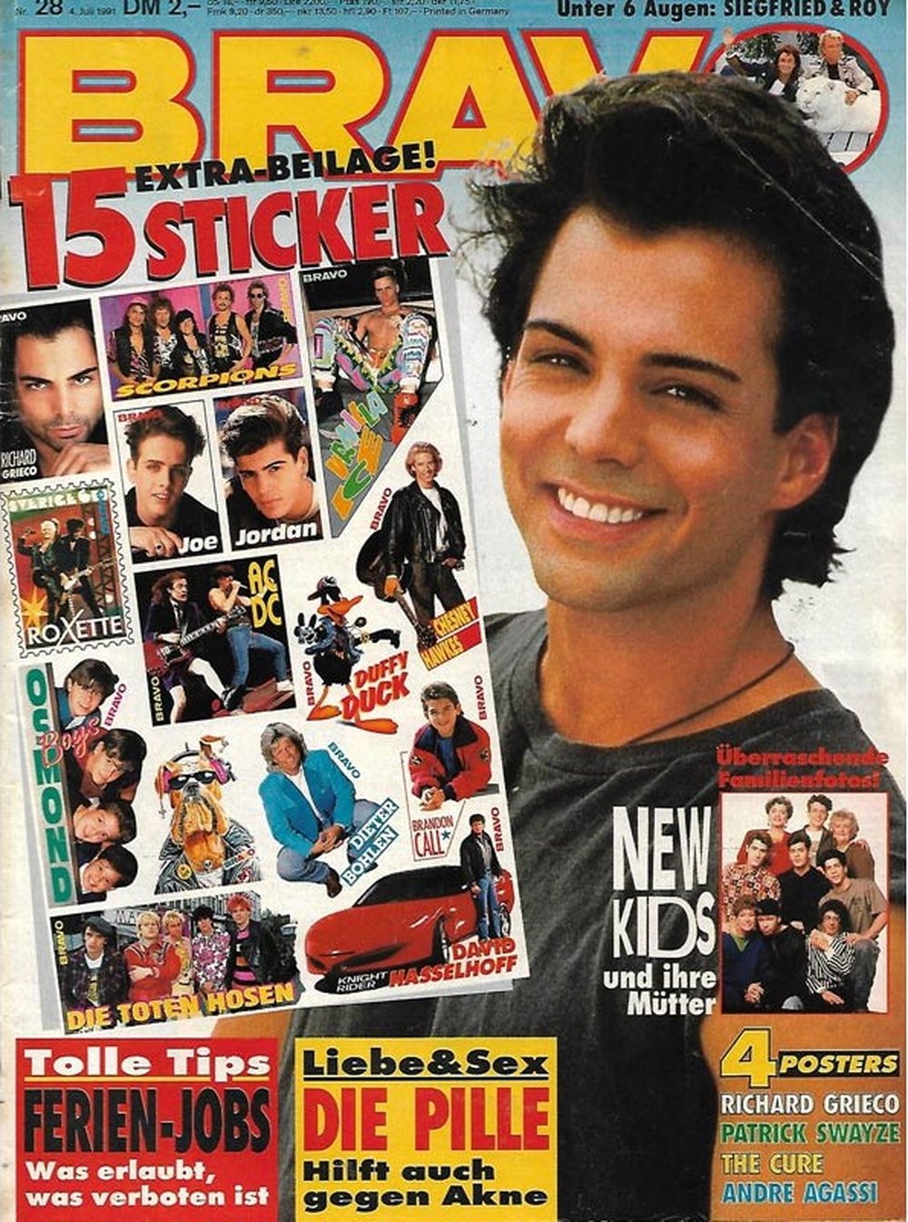 Bravo Magazin Deutschland 1991-28 Joey McIntyre Richard Grieco Scorpions Joe Jordan Roxette