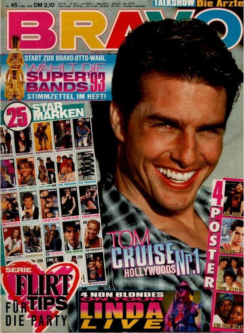 Bravo Magazin Deutschland 1993-45 Tom Cruise Axl Rose DJ Bobo Robbie Williams Linda Perry