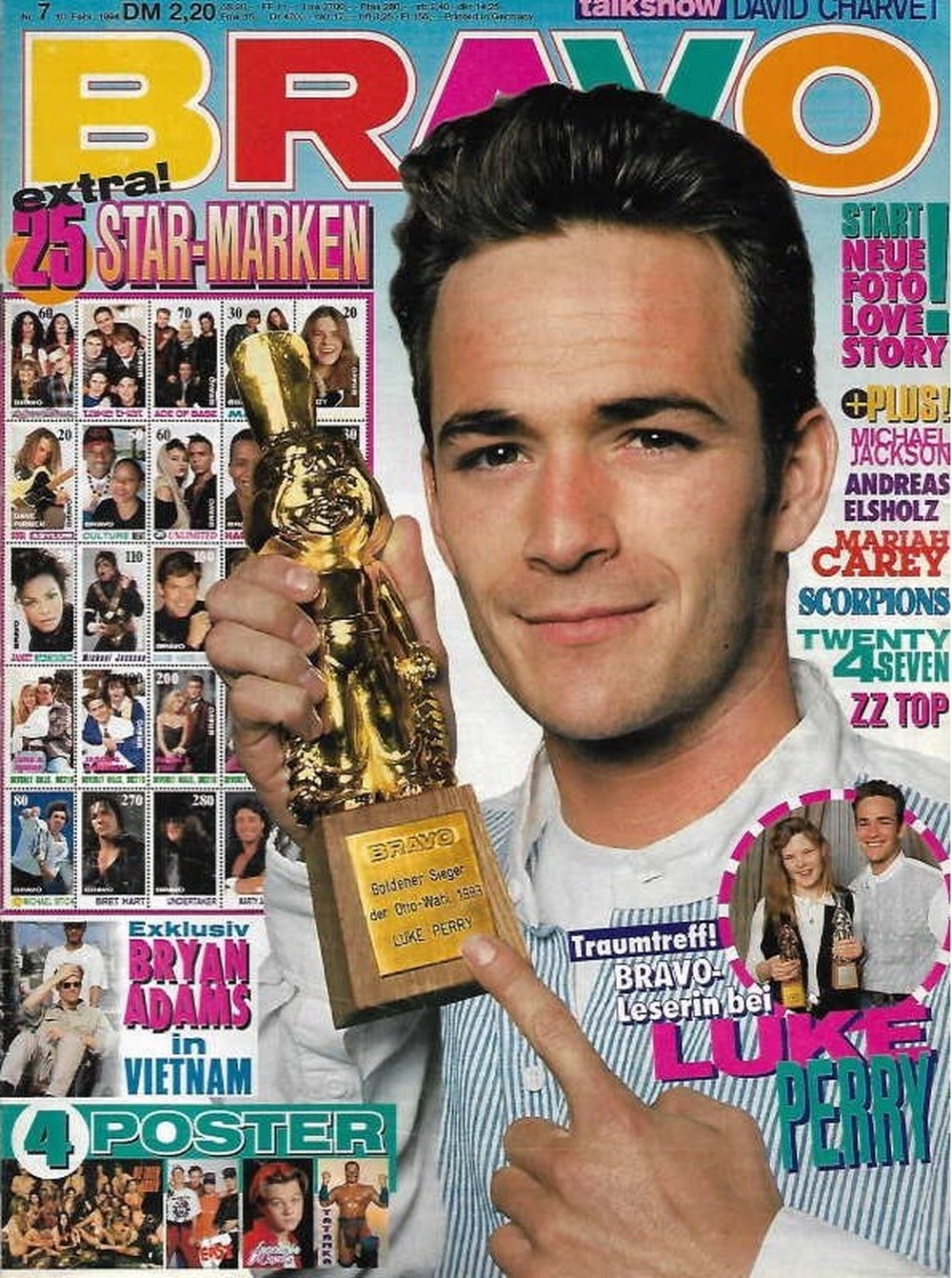 Bravo Magazin Deutschland 1994-07 Luke Perry Bryan Adams David Charvet Michael Jackson Andreas Elsholz