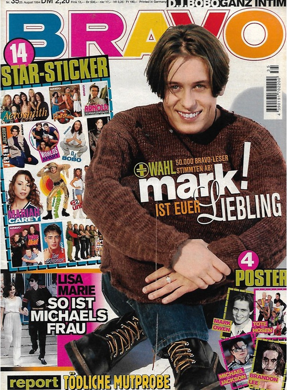 Bravo Magazin Deutschland 1994-35 Mark Owen Mariah Carey Michael Jackson Brandon Lee Lisa Marie Presley