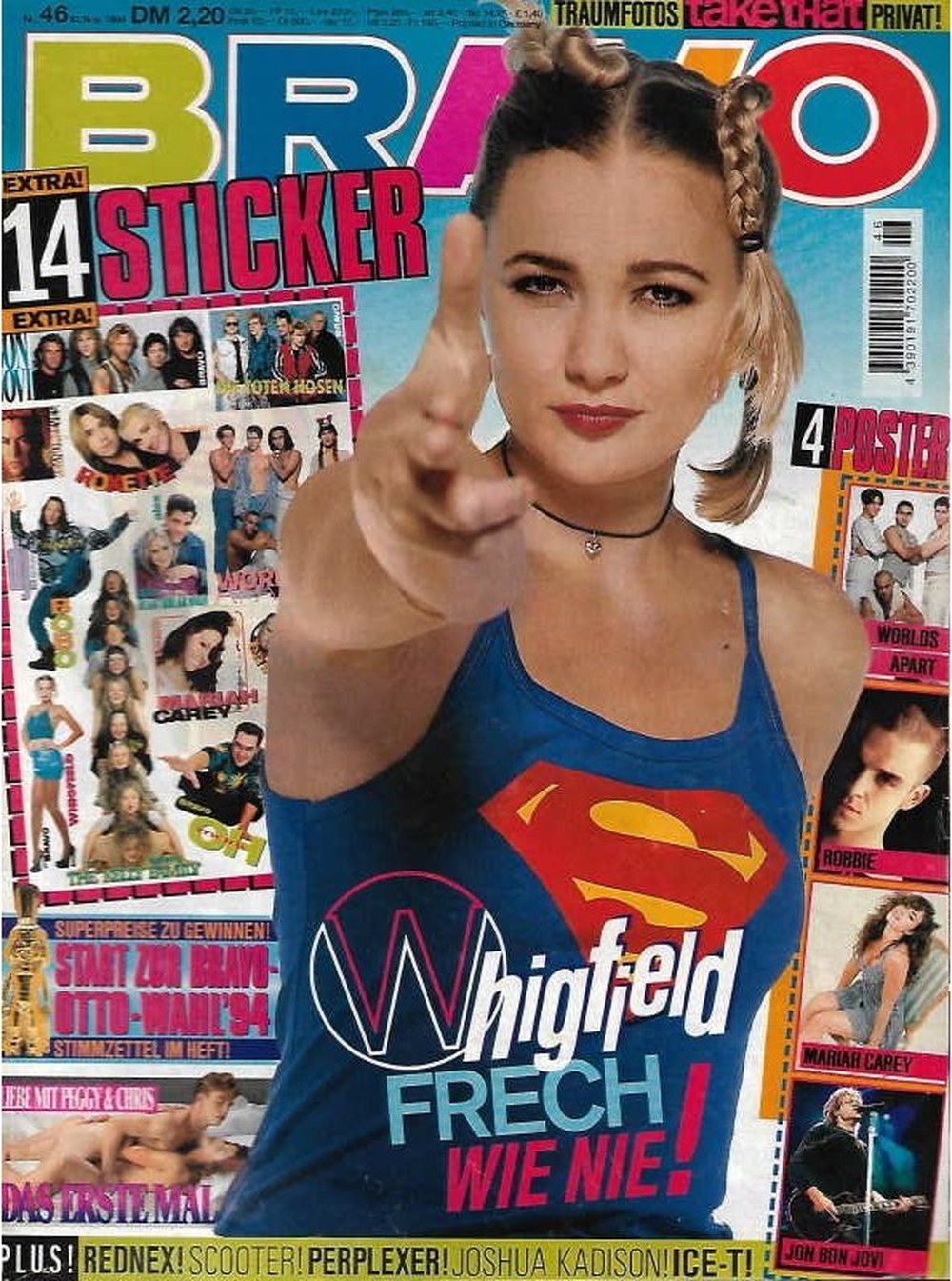 Bravo Magazin Deutschland 1994-46 Whigfield Mariah Carey Jon Bon Jovi Robbie Williams Ice-T
