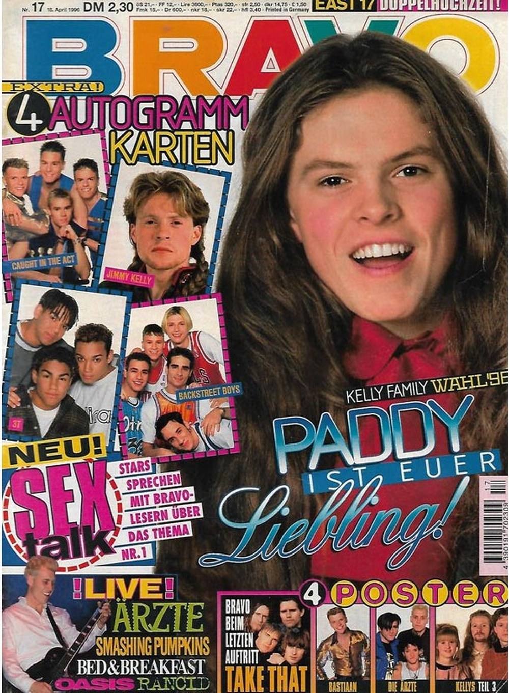Bravo Magazin Deutschland 1996-17 Paddy Kelly Jimmy Kelly Caught In The Act Backstreet Boys Die Ärzte