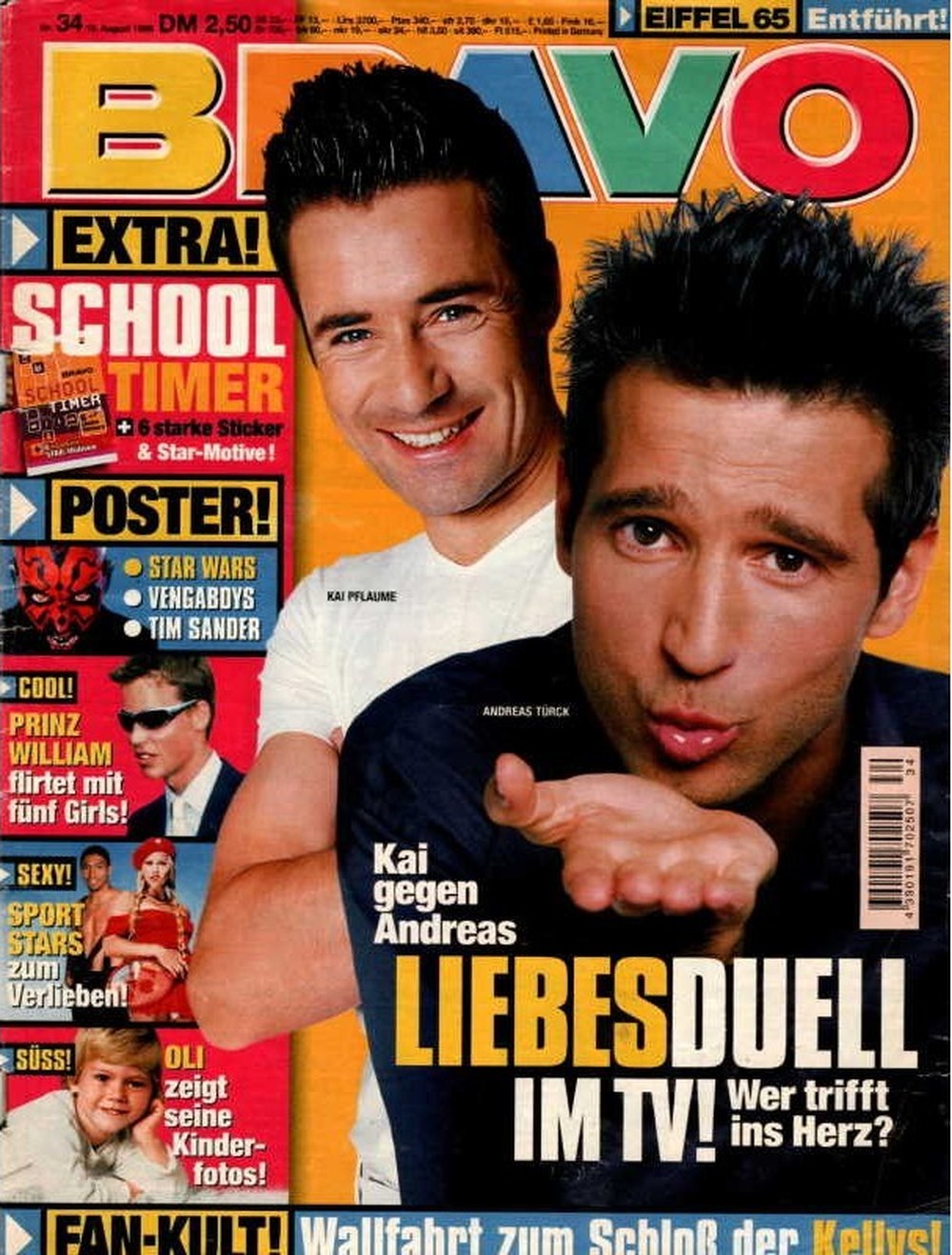 Bravo Magazin Deutschland 1999-34 Andreas Türck Kai Pflaume Prince William Oliver Pocher Eiffel 65