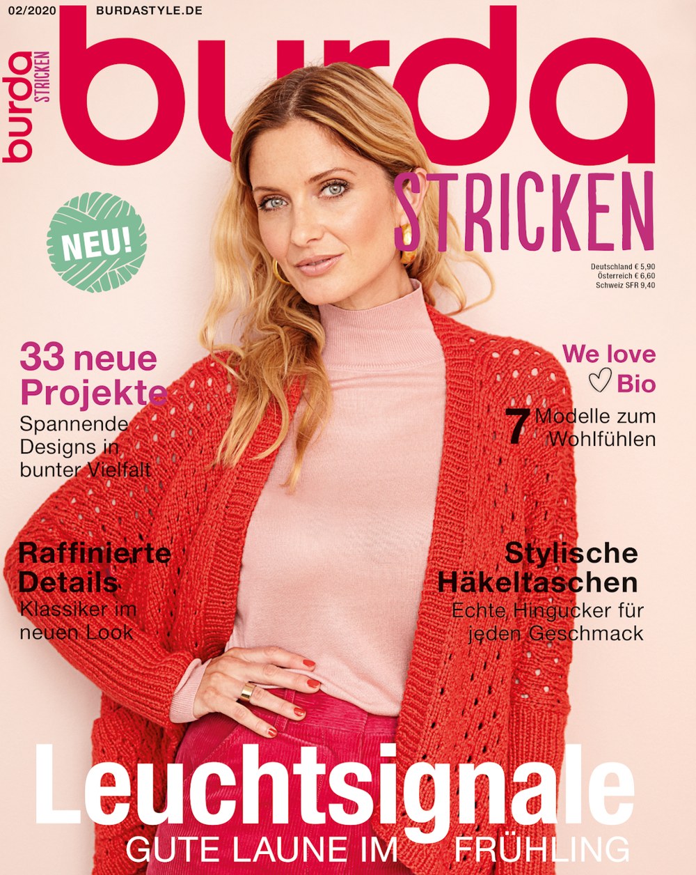 Burda Stricken Magazin Deutschland 2020-02 Stricken Häkeltaschen Bio-Wolle