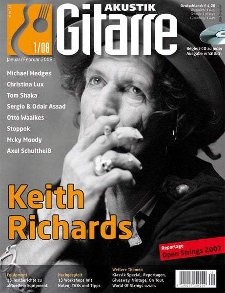 Akustik Gitarre Magazin Deutschland 2008-01 Keith Richards Michael Hedges Christina Lux Tom Shaka Sergio & Odair Assad