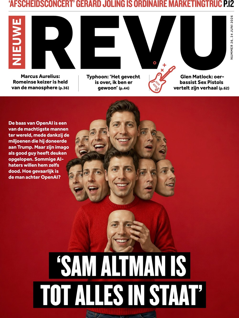 Nieuwe Revu Magazin Niederlande 2026-26 Sam Altman Gerard Joling Marcus Aurelius Glen Matlock Sex Pistols