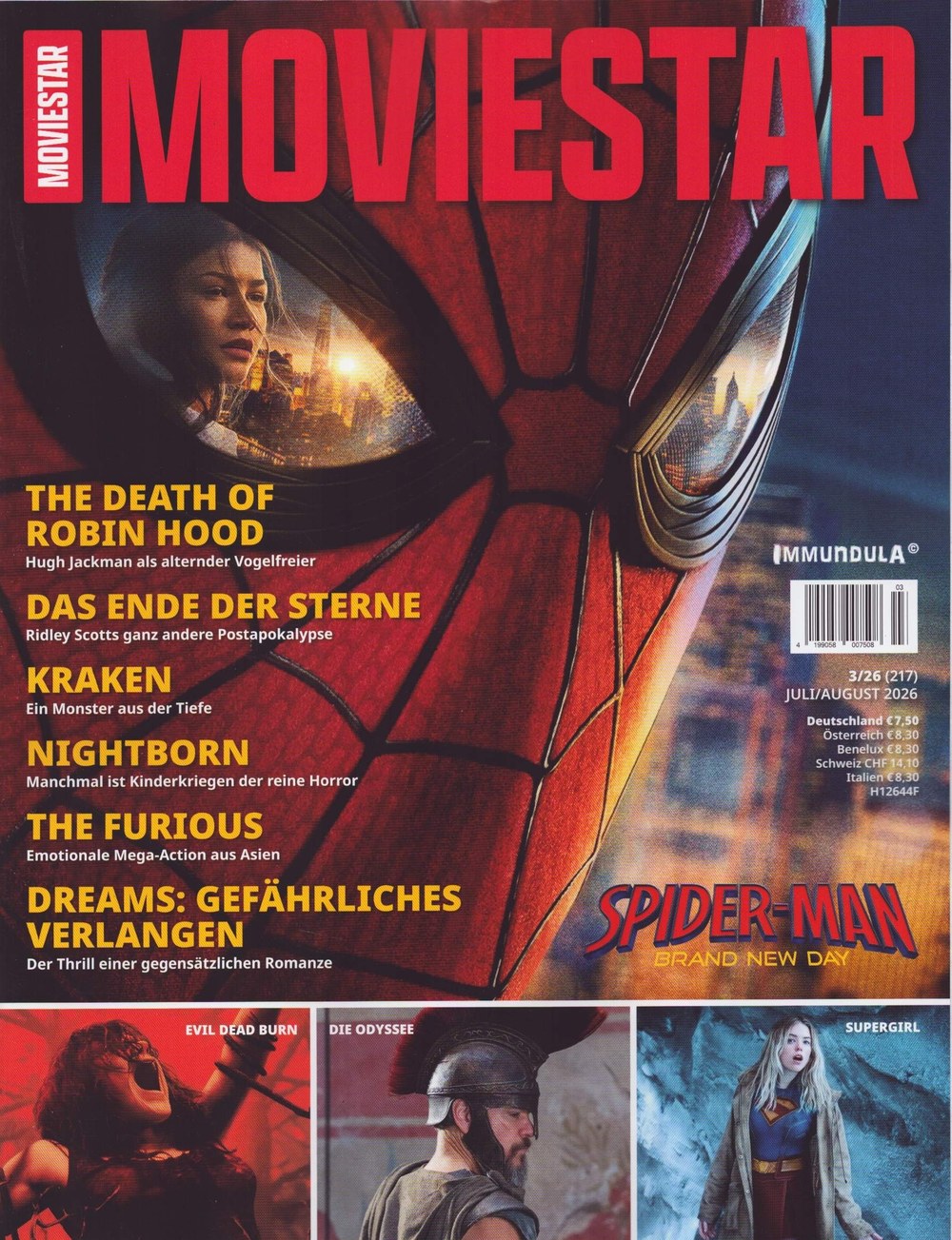 Moviestar Magazin Deutschland 2026-03 Spider-Man Hugh Jackman Supergirl
