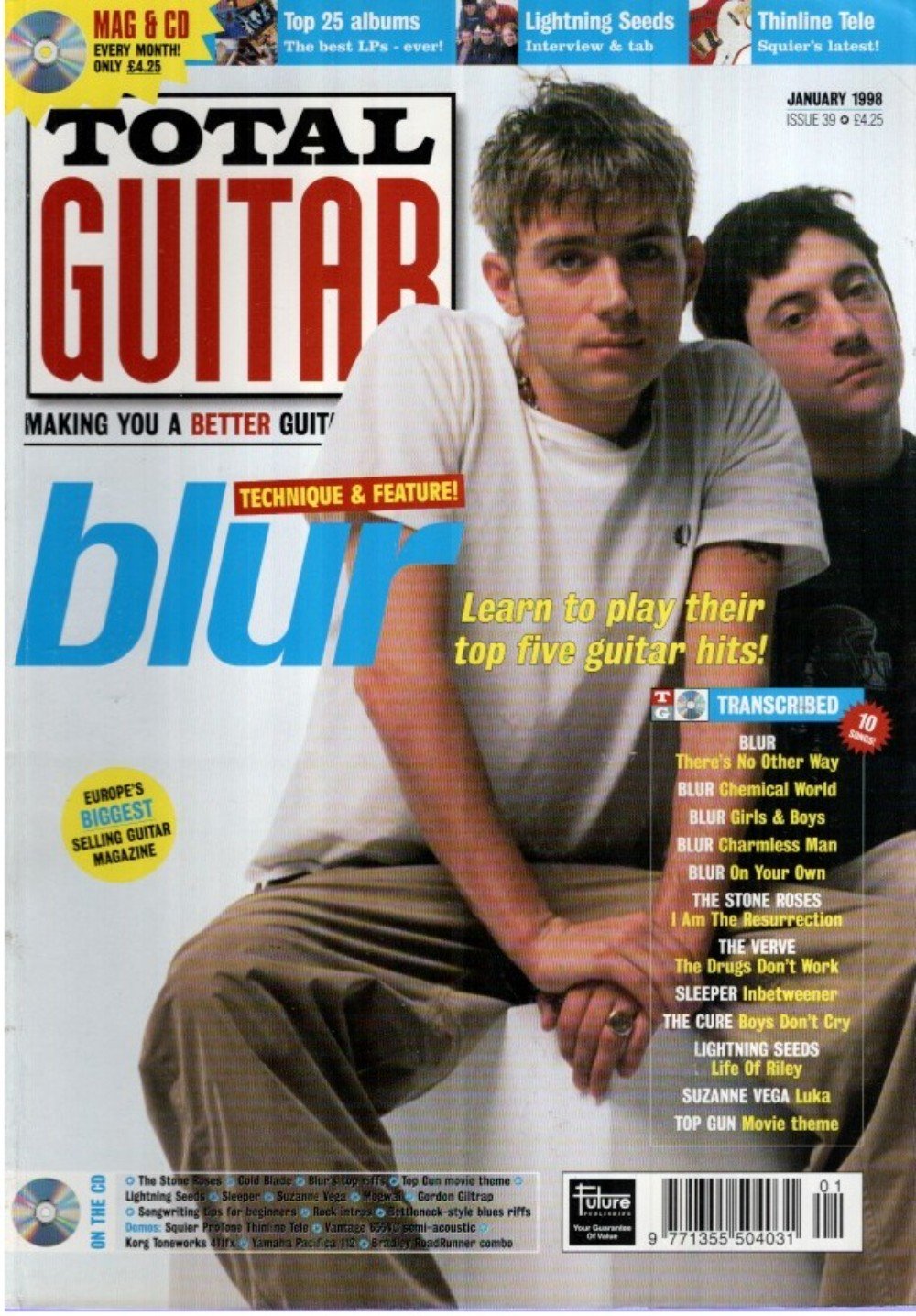 Total Guitar Magazin UK 1998-01 Blur The Stone Roses The Verve Sleeper The Cure #39