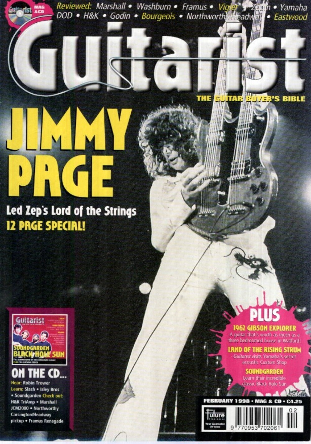 Guitarist Magazin UK 1998-02 Jimmy Page Led Zeppelin Soundgarden Black Hole Sun H&K