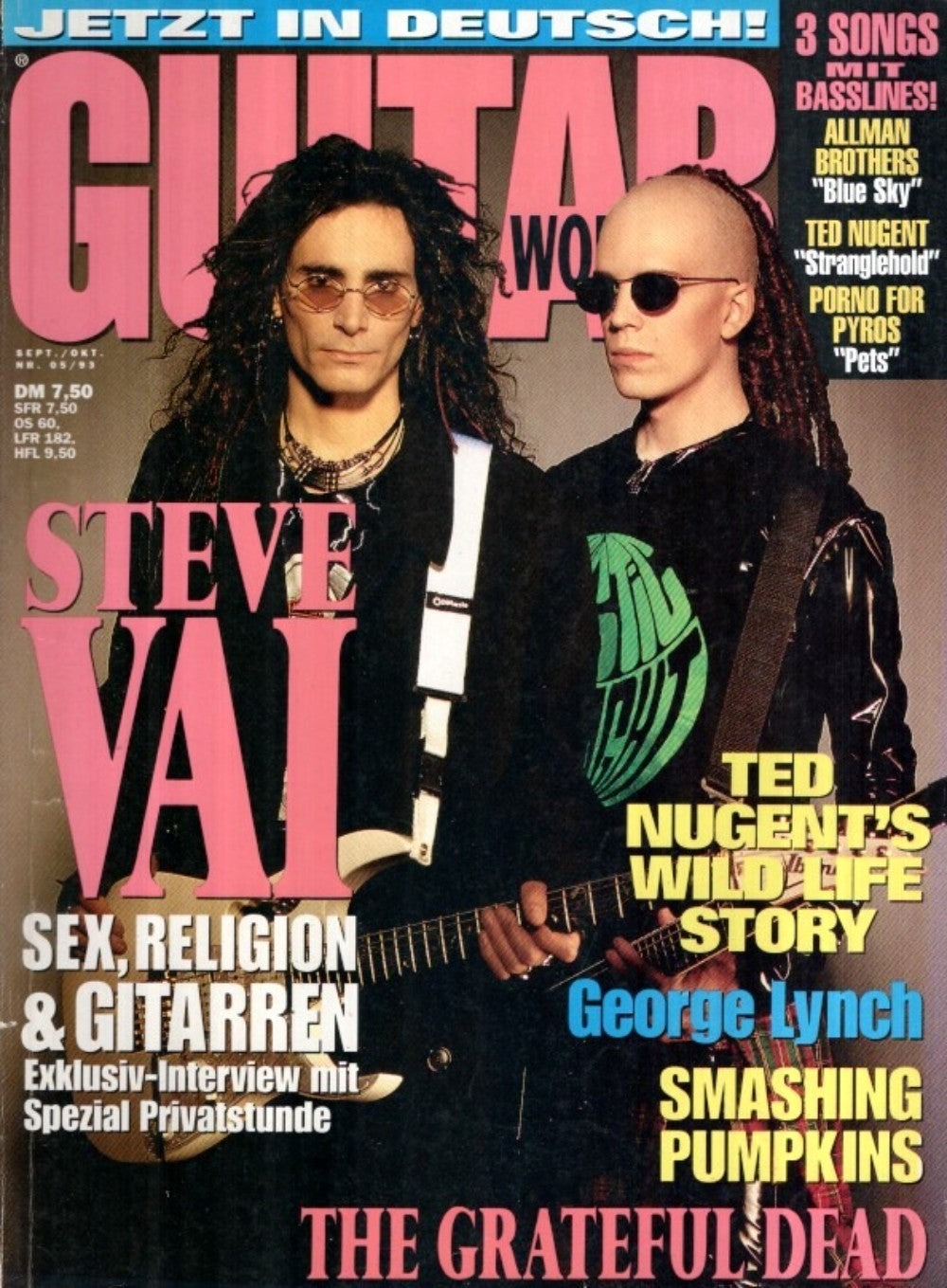 Guitar World Magazin Deutschland 1993-09+10 Steve Vai Ted Nugent George Lynch Allman Brothers Porno For Pyros