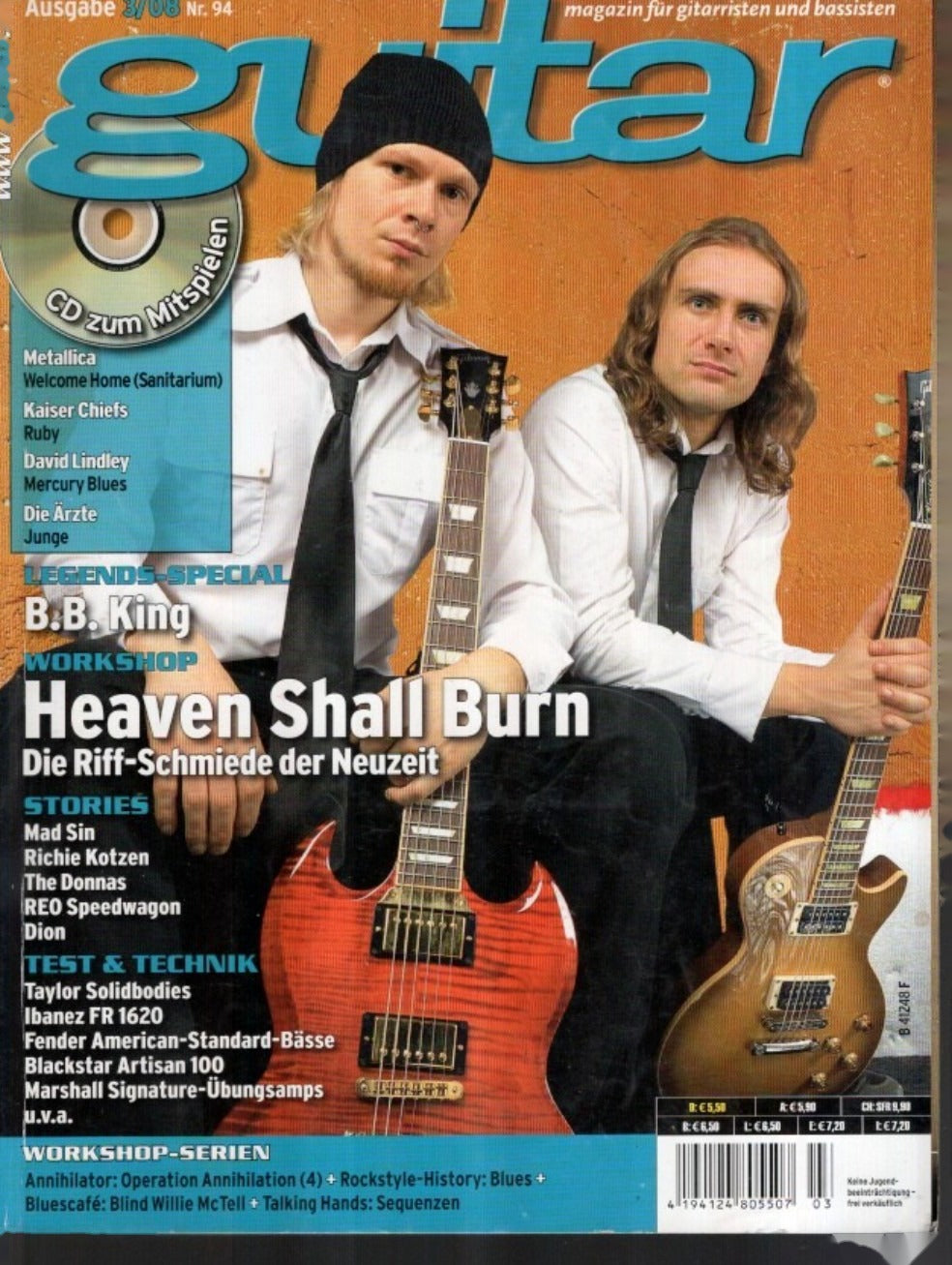 Guitar Magazin Deutschland 2008-03 B.B. King Richie Kotzen David Lindley Heaven Shall Burn Metallica #94