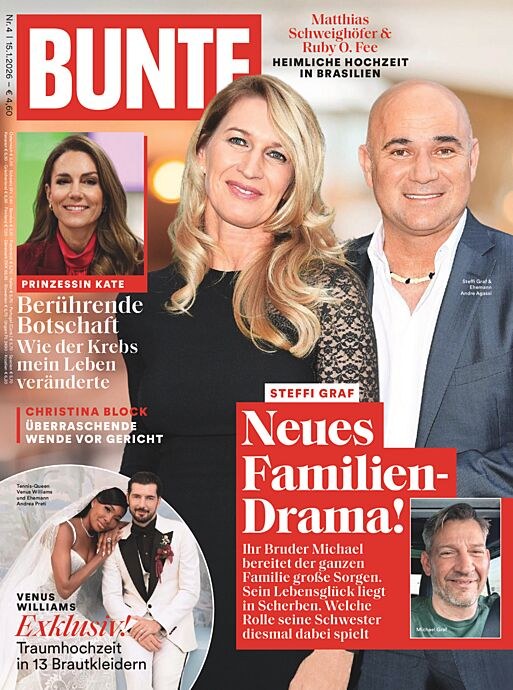 Bunte Magazin Deutschland 2026-04 Steffi Graf Andre Agassi Kate Middleton Venus Williams Christina Block
