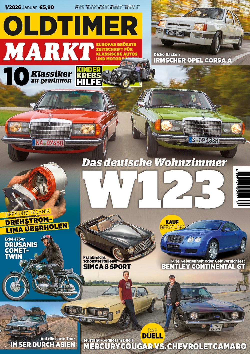 Oldtimer Markt Magazin Deutschland 2026-01 Mercedes-Benz W123 Irmscher Opel Corsa A Drehstromlichtmaschine