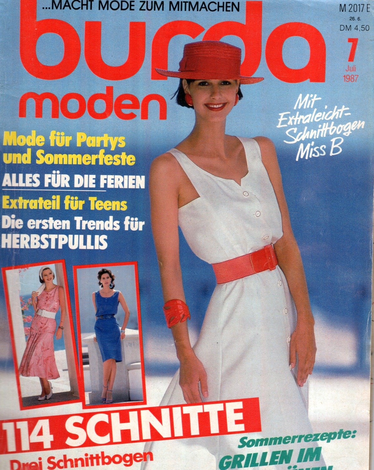Burda Moden Magazin Deutschland 1987-07 Sommermode Partymode Schnittmuster + Schnittmuster