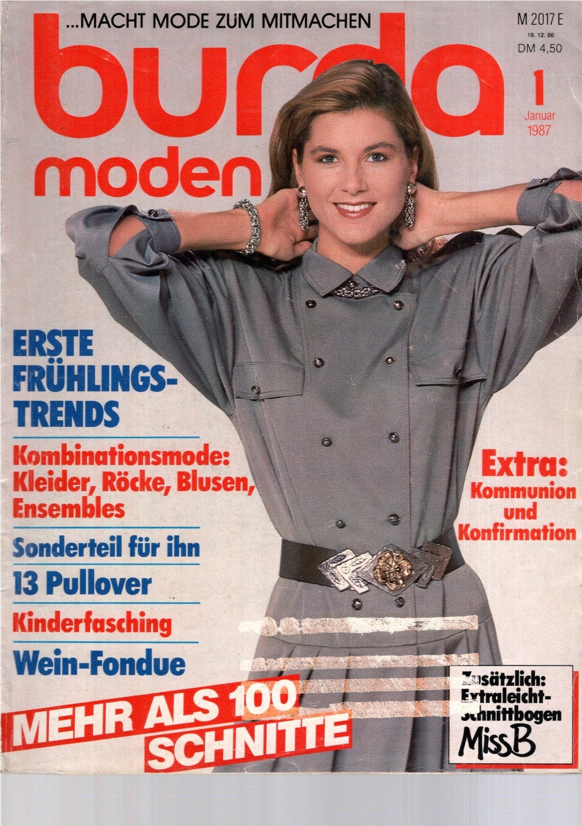 Burda Moden Magazin Deutschland 1987-01 Frühlingstrends Kombinationsmode Kleider + Schnittmuster
